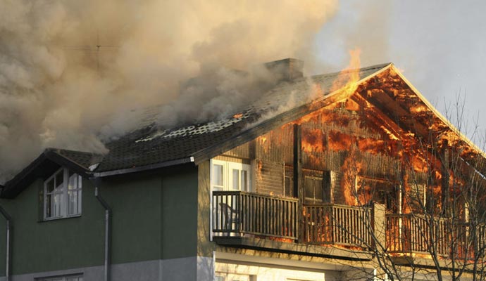 Firefighter Using Extinguisher Water from Hose Fire Fighting